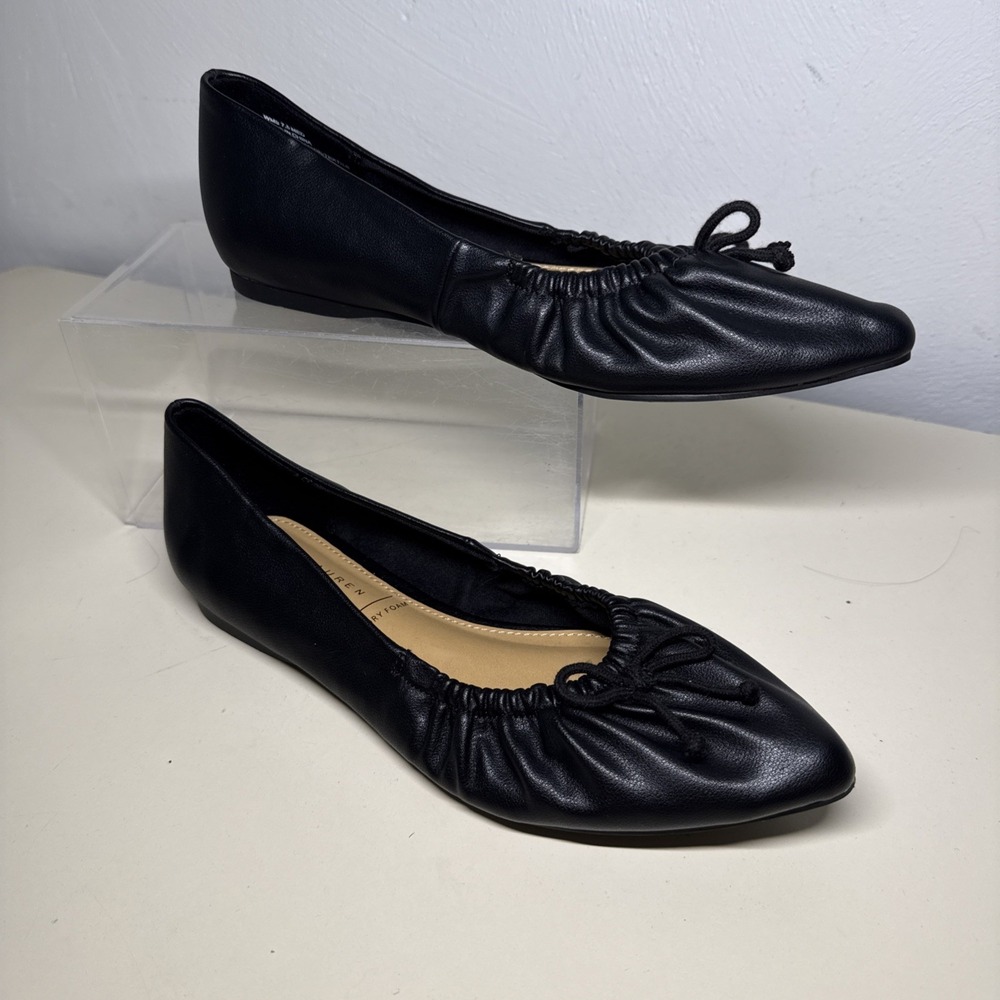 LC Lauren Conrad Women's Black Pointed Toe Bow Slip-On Ballet Flats 7,5 M